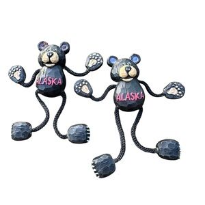 TWO Alaska Black Bear Magnets Posesble Refrigerator Tourist Souvenir Cabin Decor